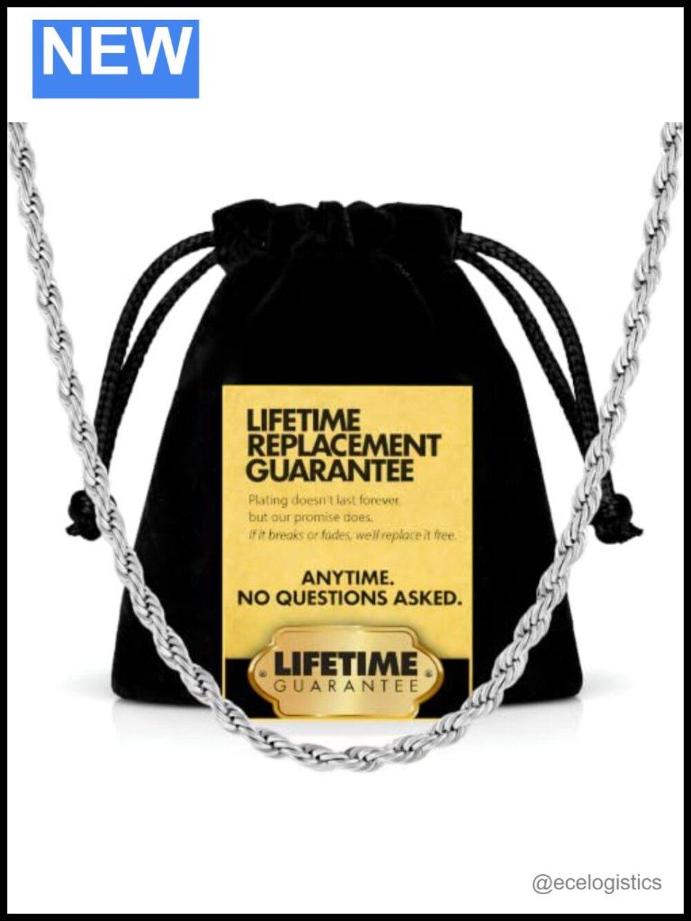 24K Gold Plated Rope Chain Necklace 3mm Diamond Cut 26" for Men Women